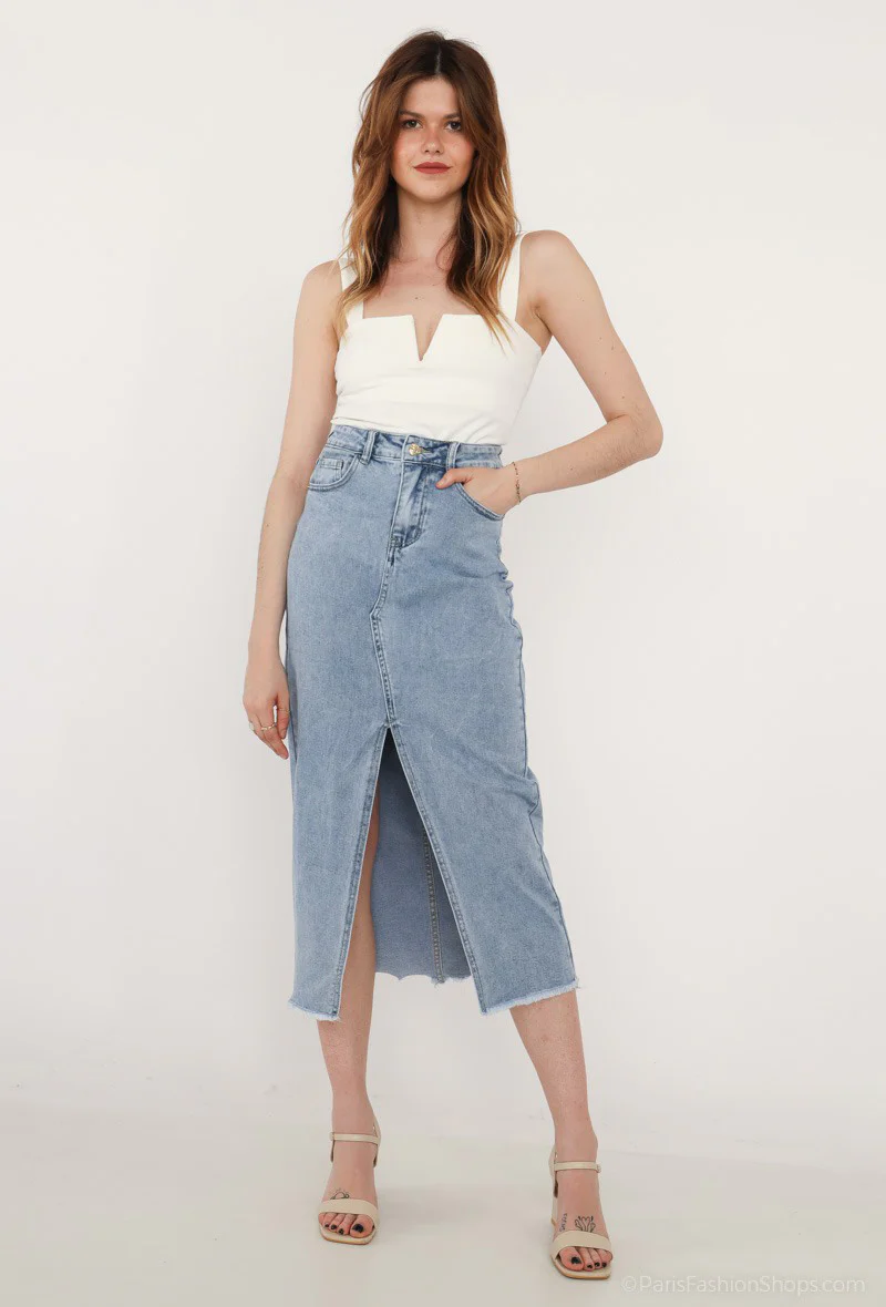 Dont Worry Denim skirt | Denim Blue | Nederdel fra Avery - Image 5