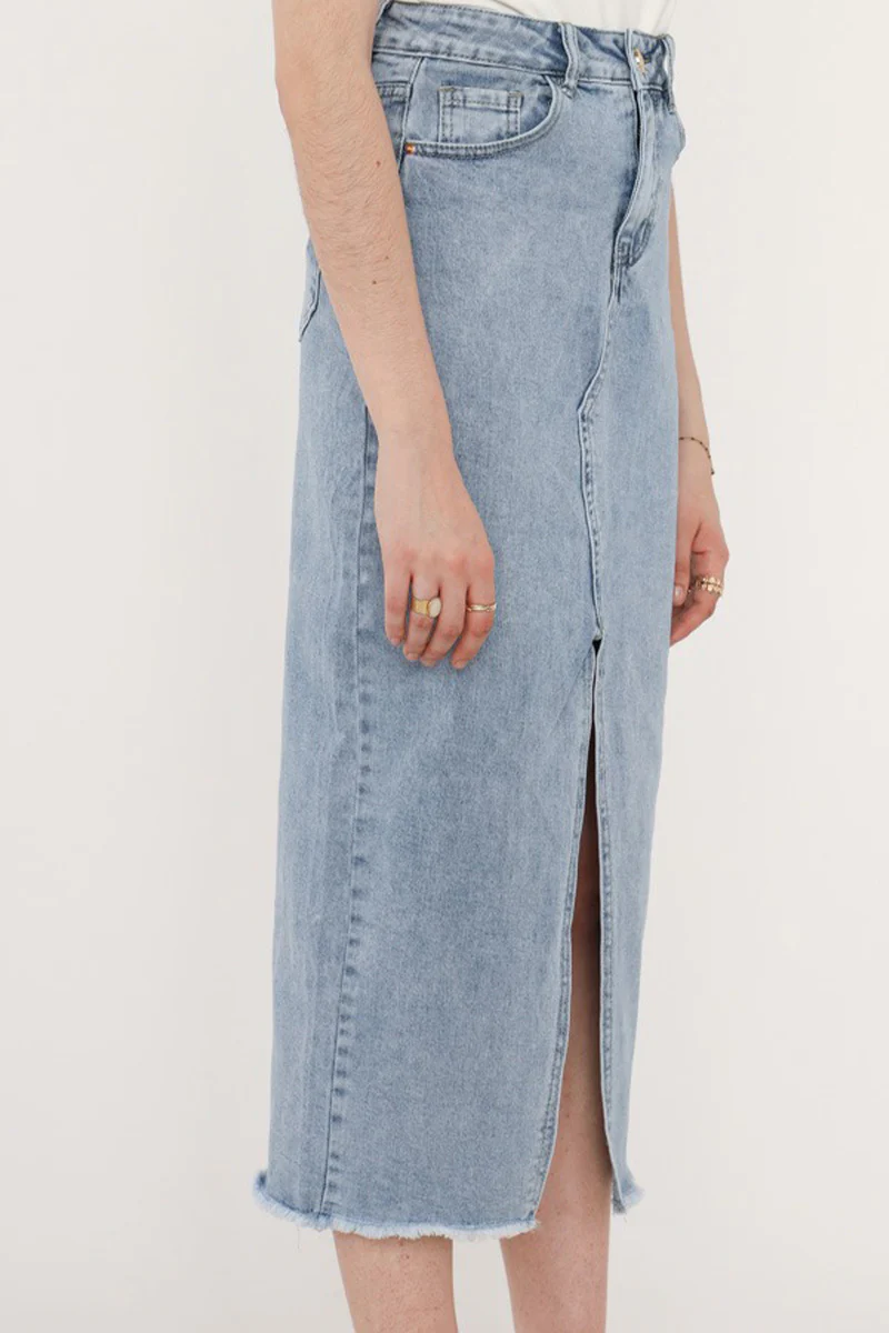Dont Worry Denim skirt | Denim Blue | Nederdel fra Avery - Image 7