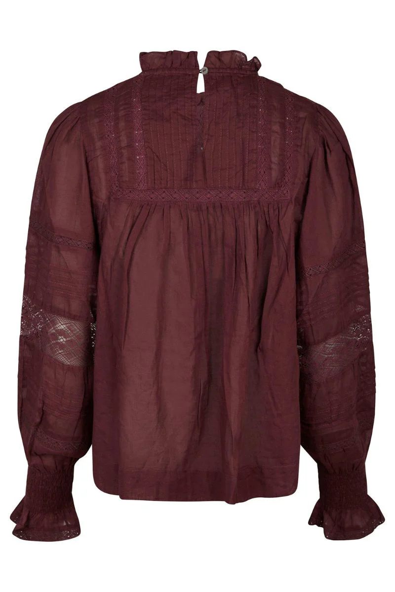 Ebba S Voile Blouse | Burgundy | Bluse fra Neo Noir - Image 4