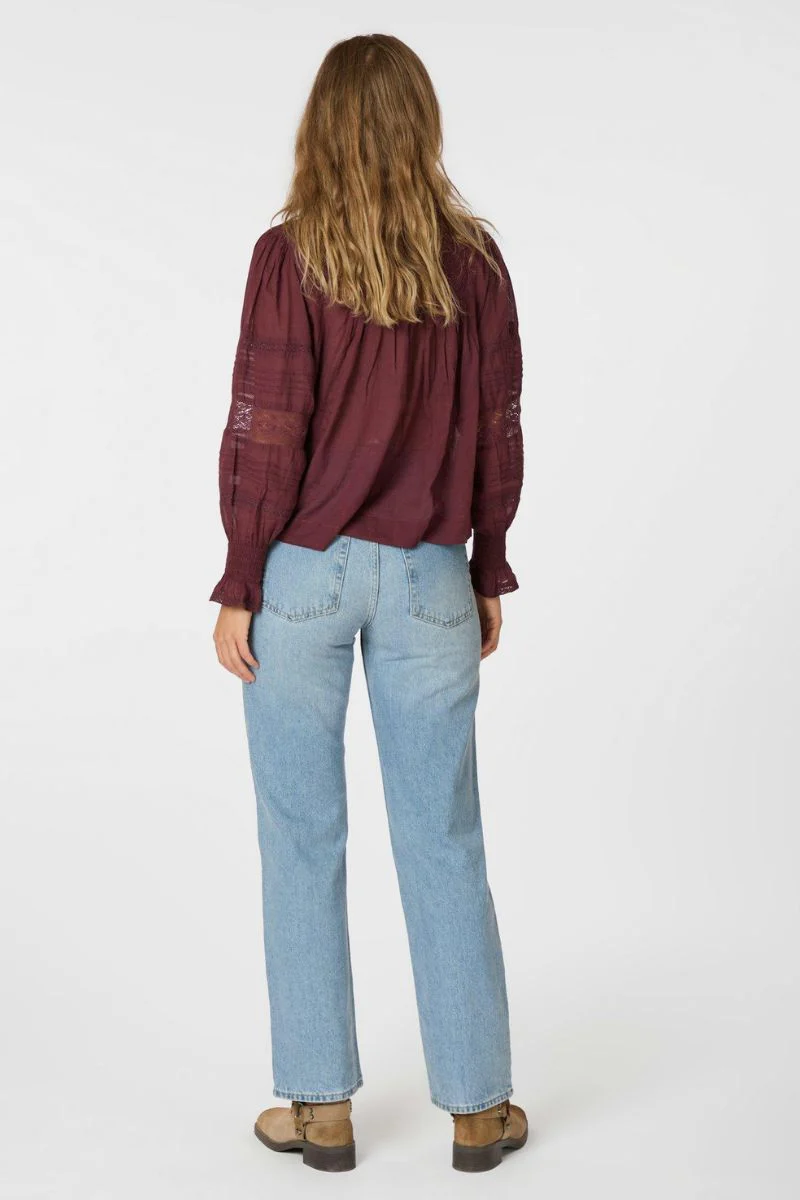 Ebba S Voile Blouse | Burgundy | Bluse fra Neo Noir - Image 7