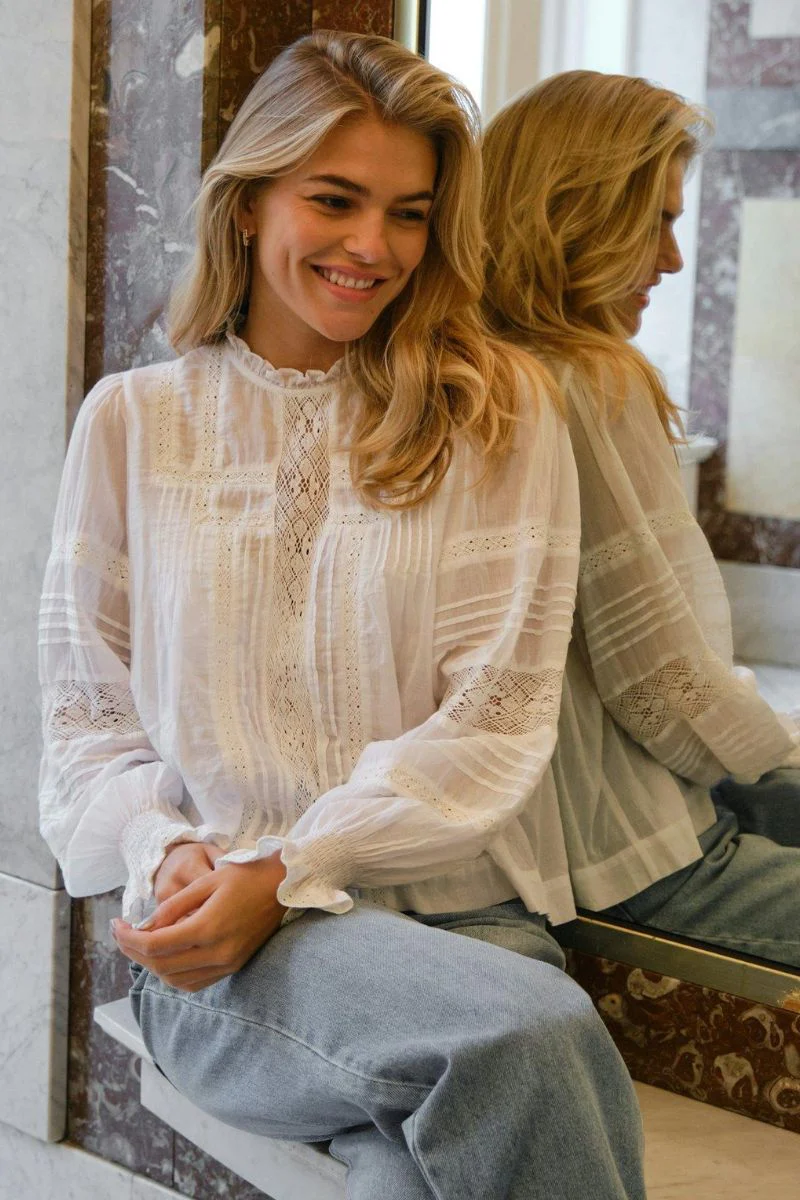 Ebba S Voile Blouse | White | Bluse fra Neo Noir - Image 5