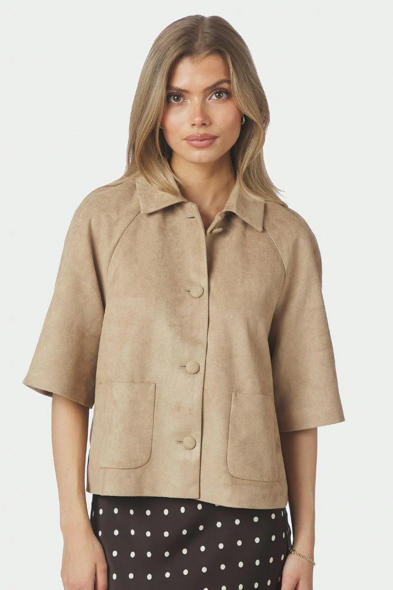 Editta Faux Suede Jacket | Sand | Jakke fra Neo Noir - Image 2