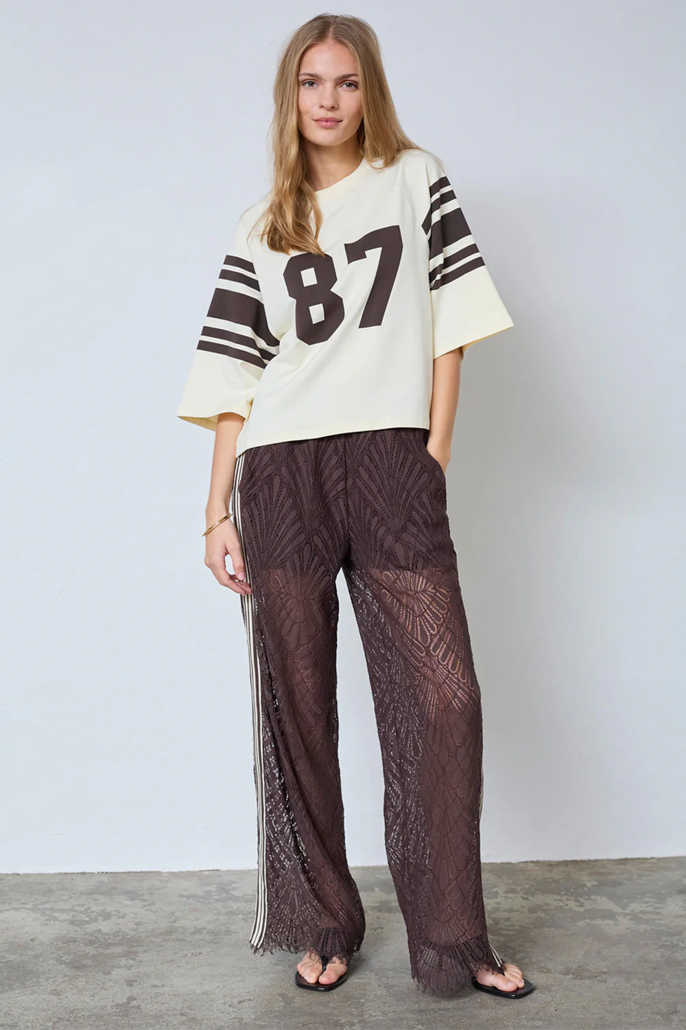 Ely 87 Tee Sweat 47012 | Bone/Brown | T-Shirt fra Co'couture - Image 3