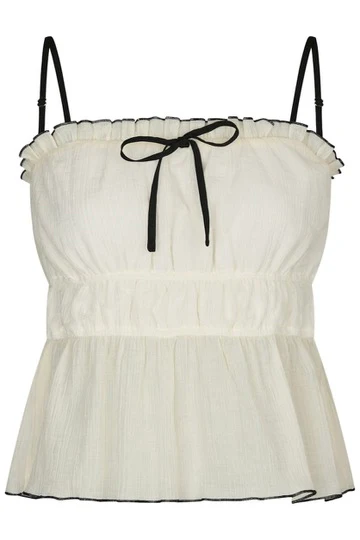 Emberly Crepe Top | Creme | Bluse fra Neo Noir - Image 2