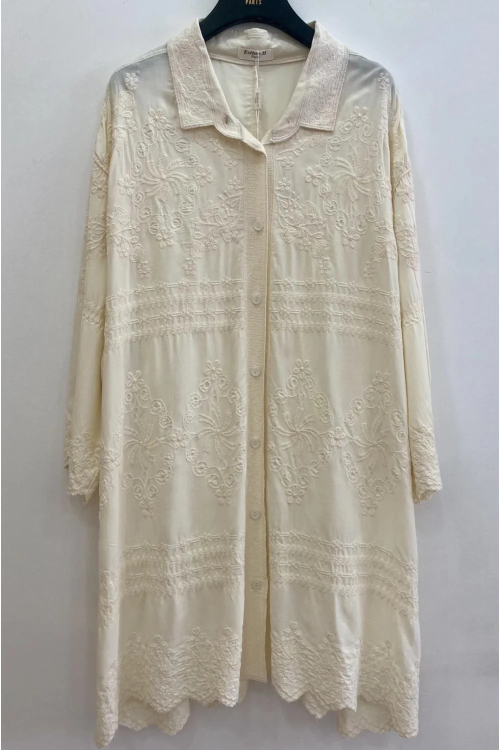 Embla Embroidered Shirt Dress | Beige - Image 3