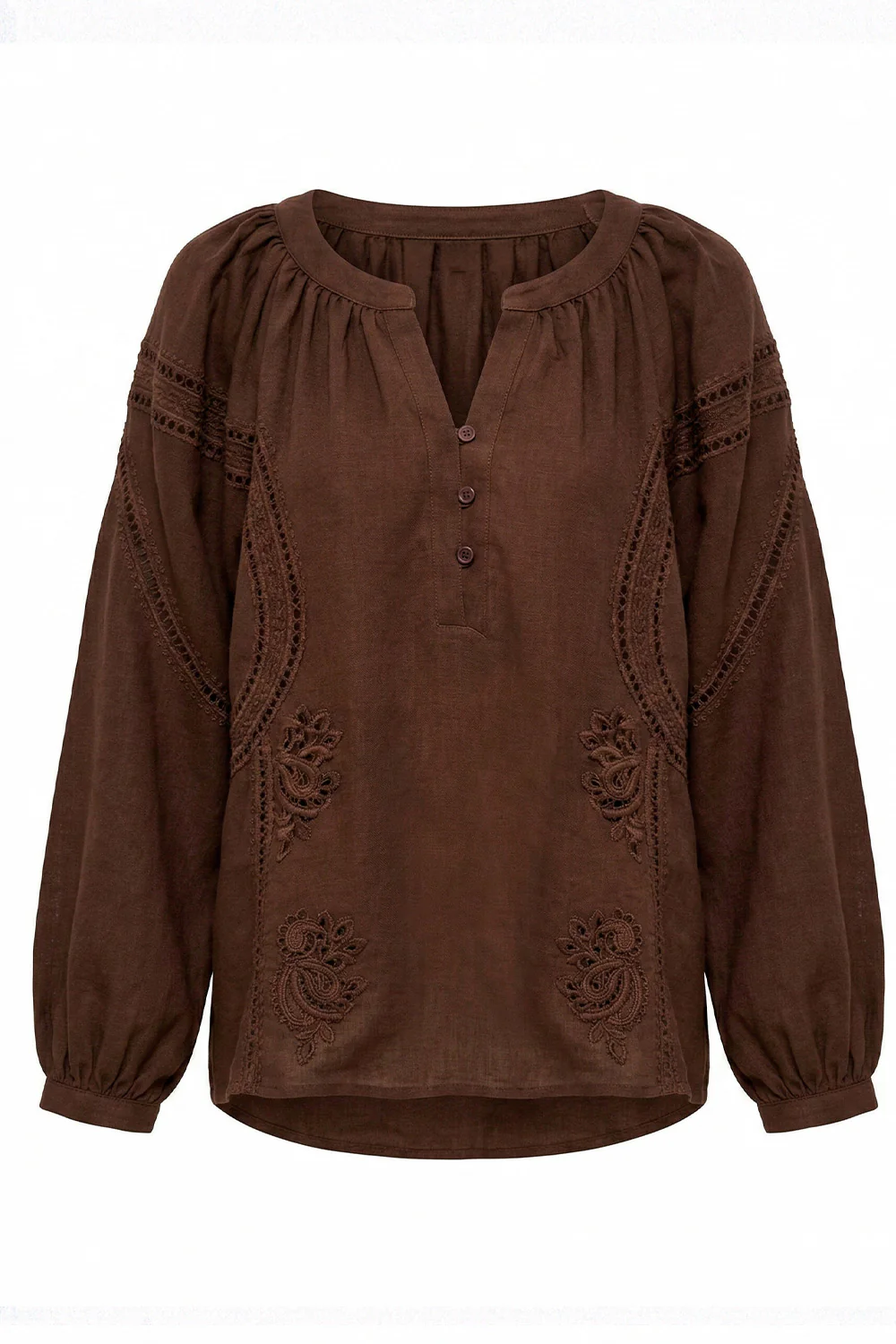 Embroidered Lumière shirt | Dark Maroon | Skjorte fra Atelier C - Image 2