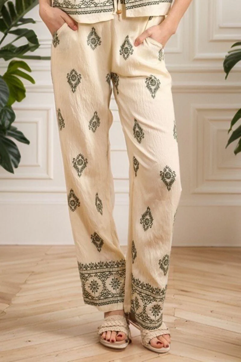Embroidery Pants | Beige | Bukser fra Atelier C