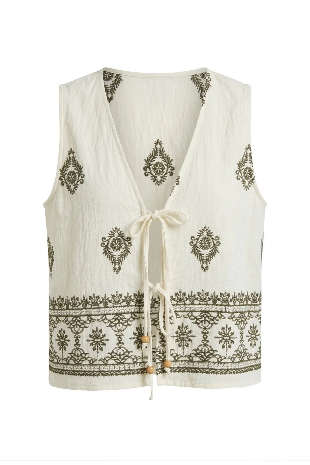 Embroidery Top | Beige | Top fra Atelier C - Image 2