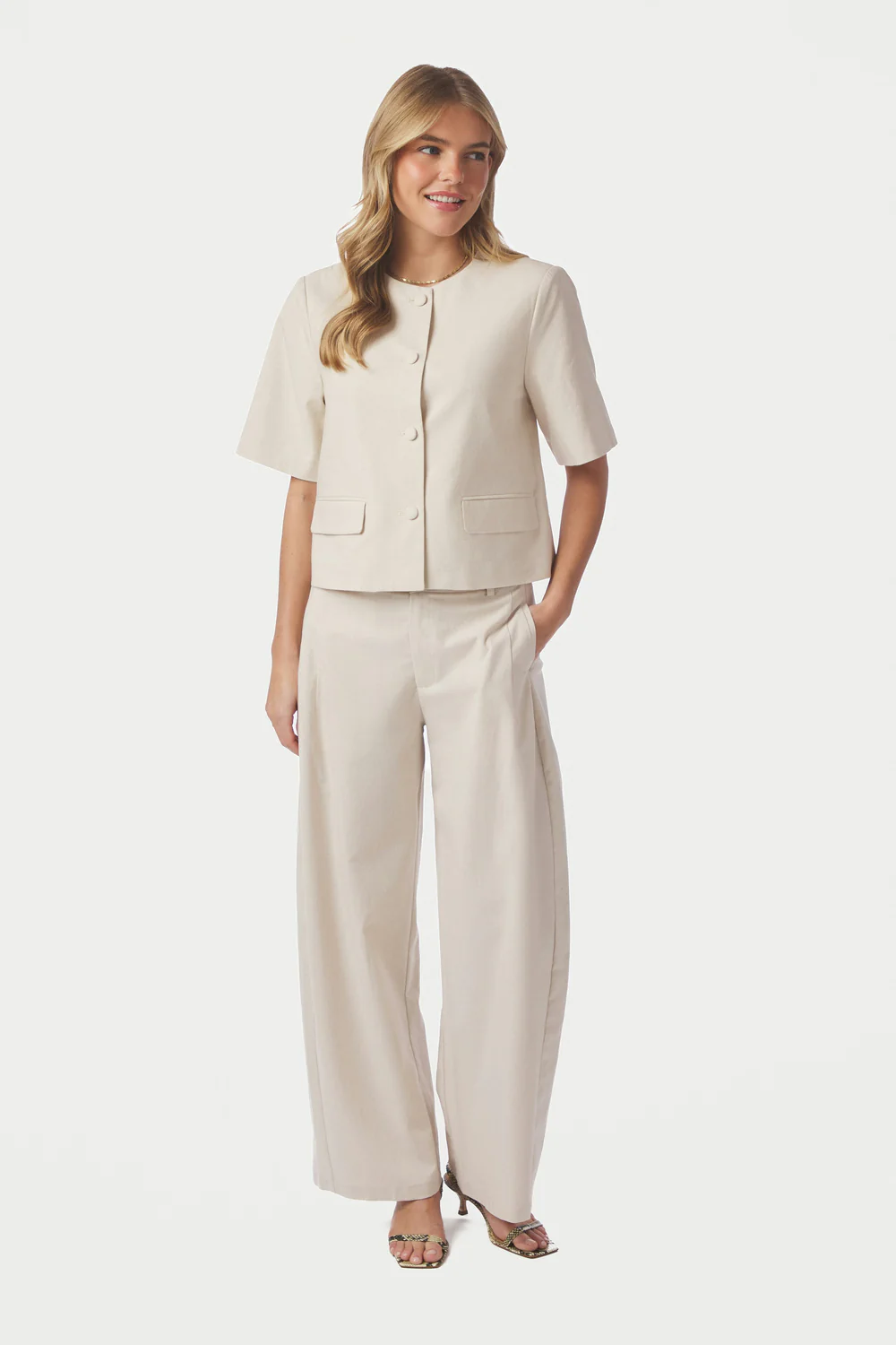 Essiall Linen Pants | Creme | Bukser fra Neo Noir - Image 3