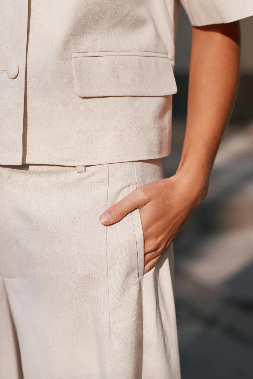 Essiall Linen Pants | Creme | Bukser fra Neo Noir - Image 4
