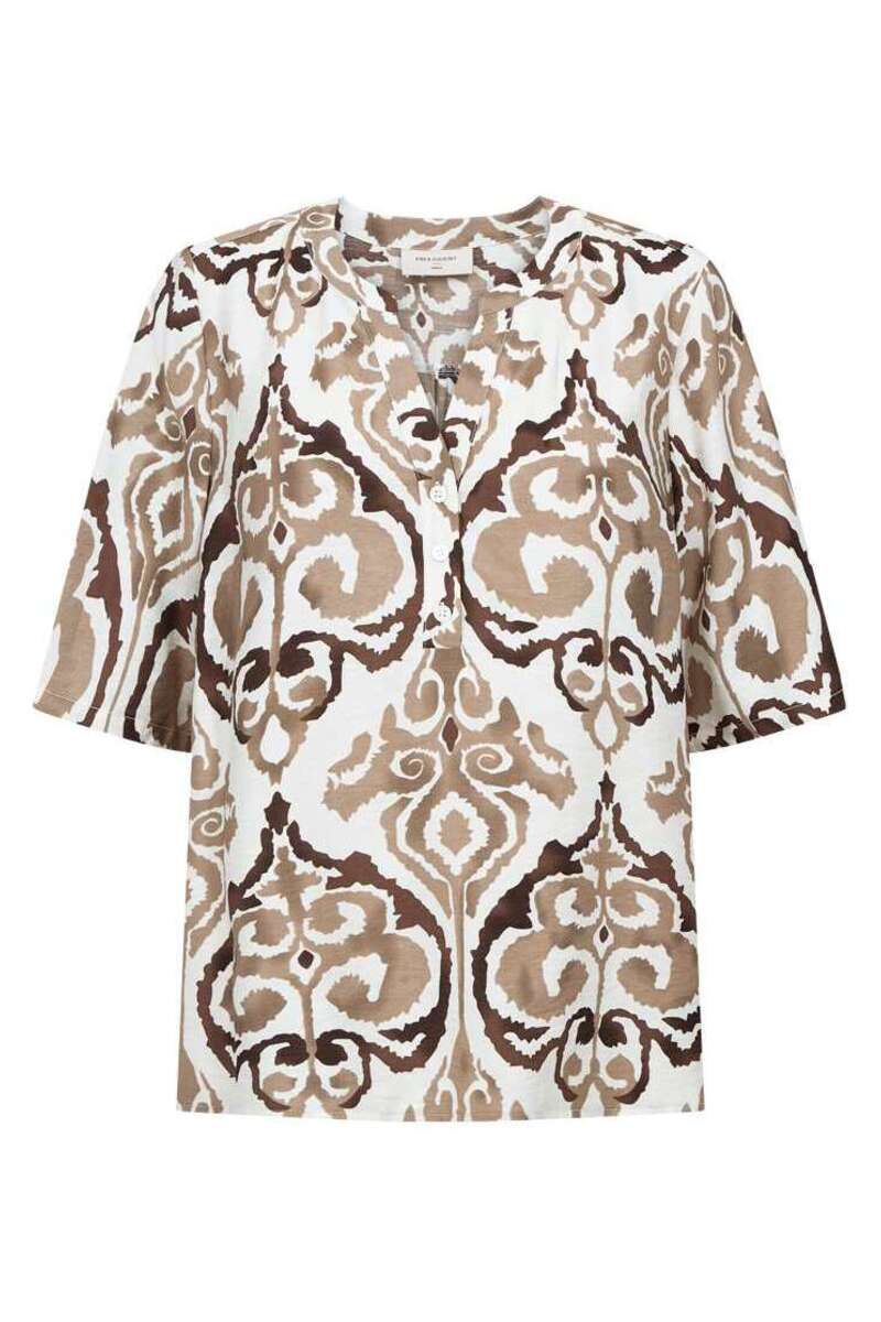 Esvespa Blouse 208177 | Desert Taupe W. Star Off-White | Bluse fra Freequent