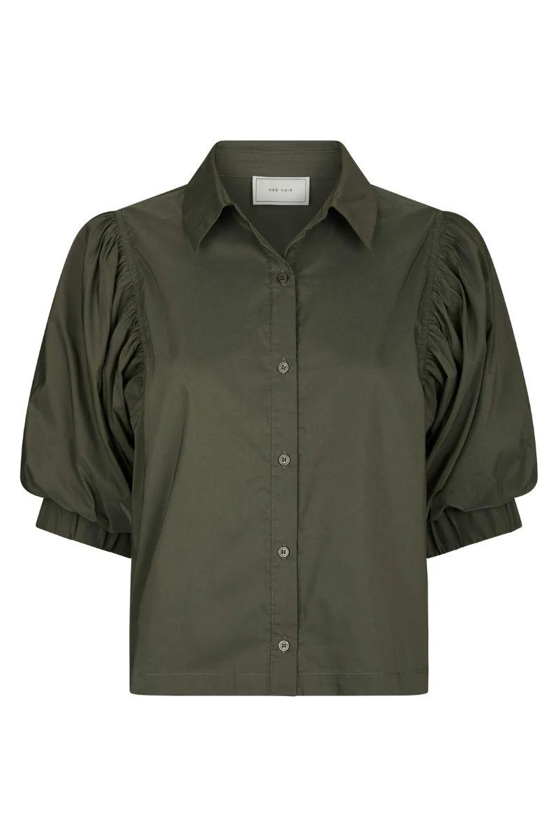 Etta Poplin Shirt | Army | Bluse fra Neo Noir - Image 2