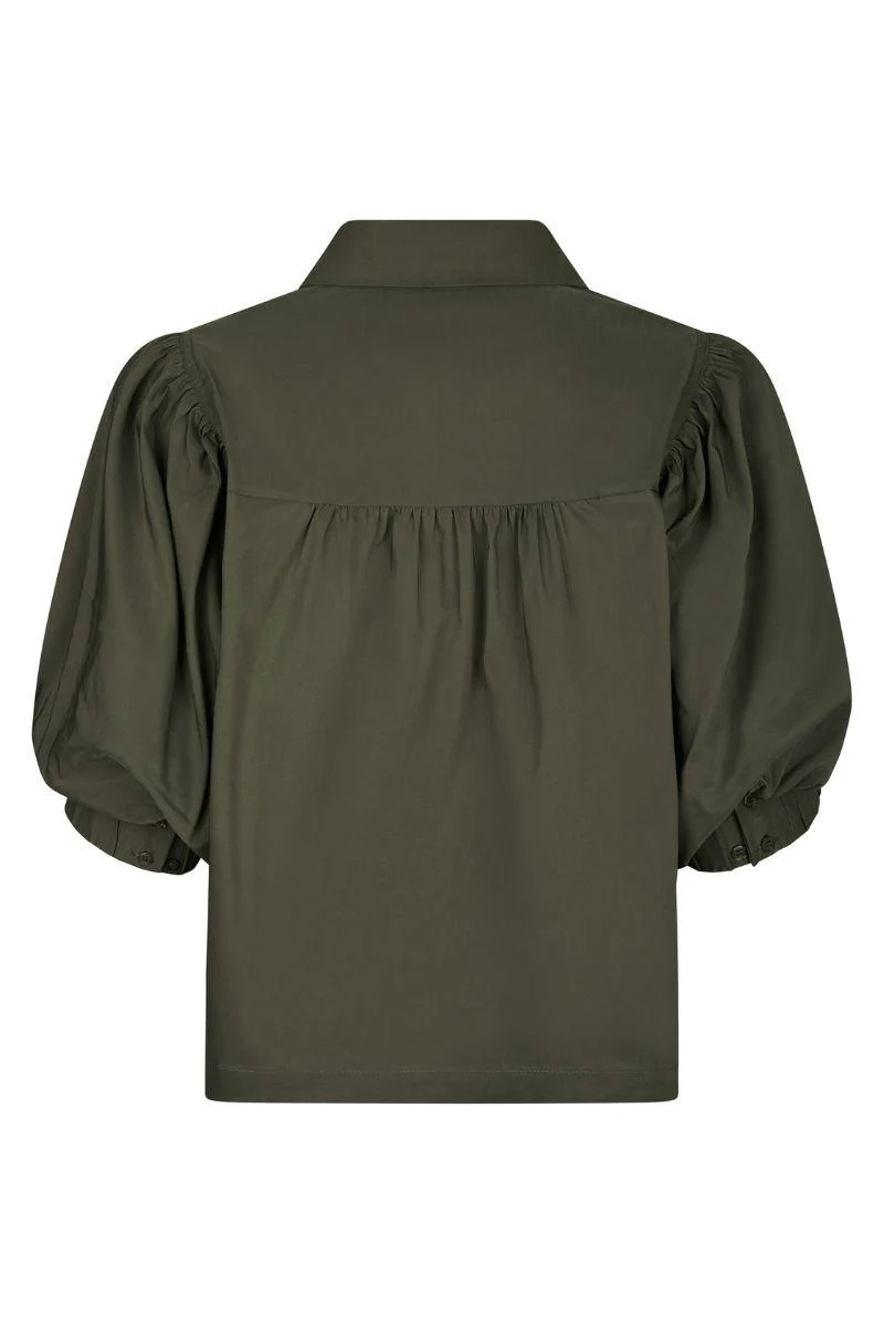 Etta Poplin Shirt | Army | Bluse fra Neo Noir - Image 6
