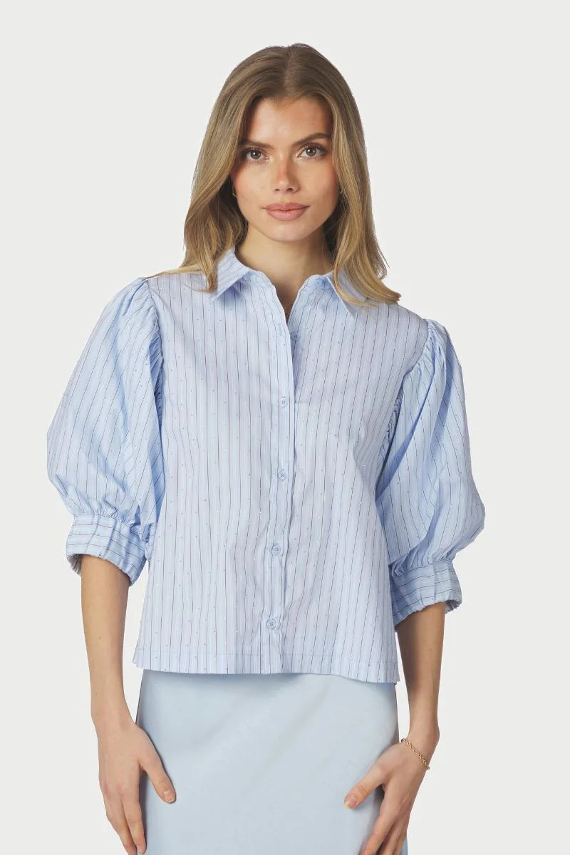 Etta Stripe Stone Shirt | Light Blue | Bluse fra Neo Noir - Image 2