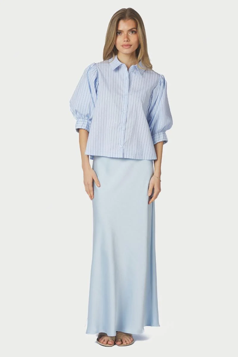 Etta Stripe Stone Shirt | Light Blue | Bluse fra Neo Noir - Image 4
