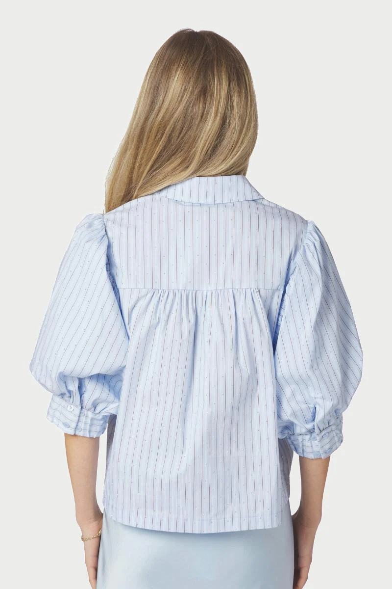 Etta Stripe Stone Shirt | Light Blue | Bluse fra Neo Noir - Image 5