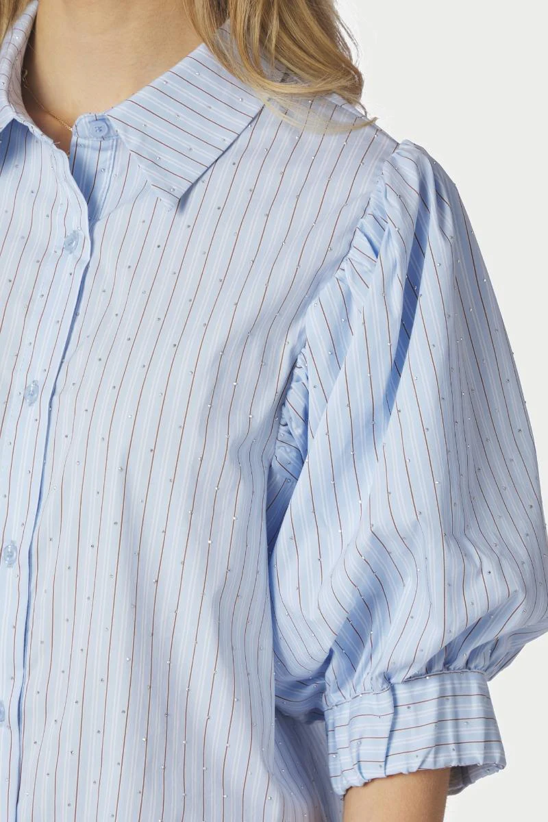 Etta Stripe Stone Shirt | Light Blue | Bluse fra Neo Noir - Image 6
