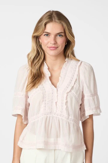 Evienne S Voile Top | Light Pink | Bluse fra Neo Noir - Image 4
