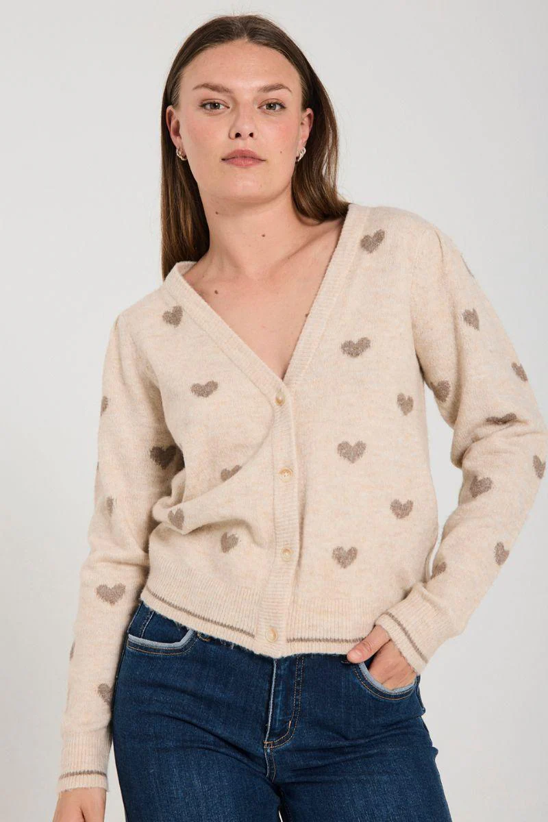 Faith Cardigan 206654 | Moonbeam Mel W Desert T Mel | Cardigan fra Freequent - Image 7