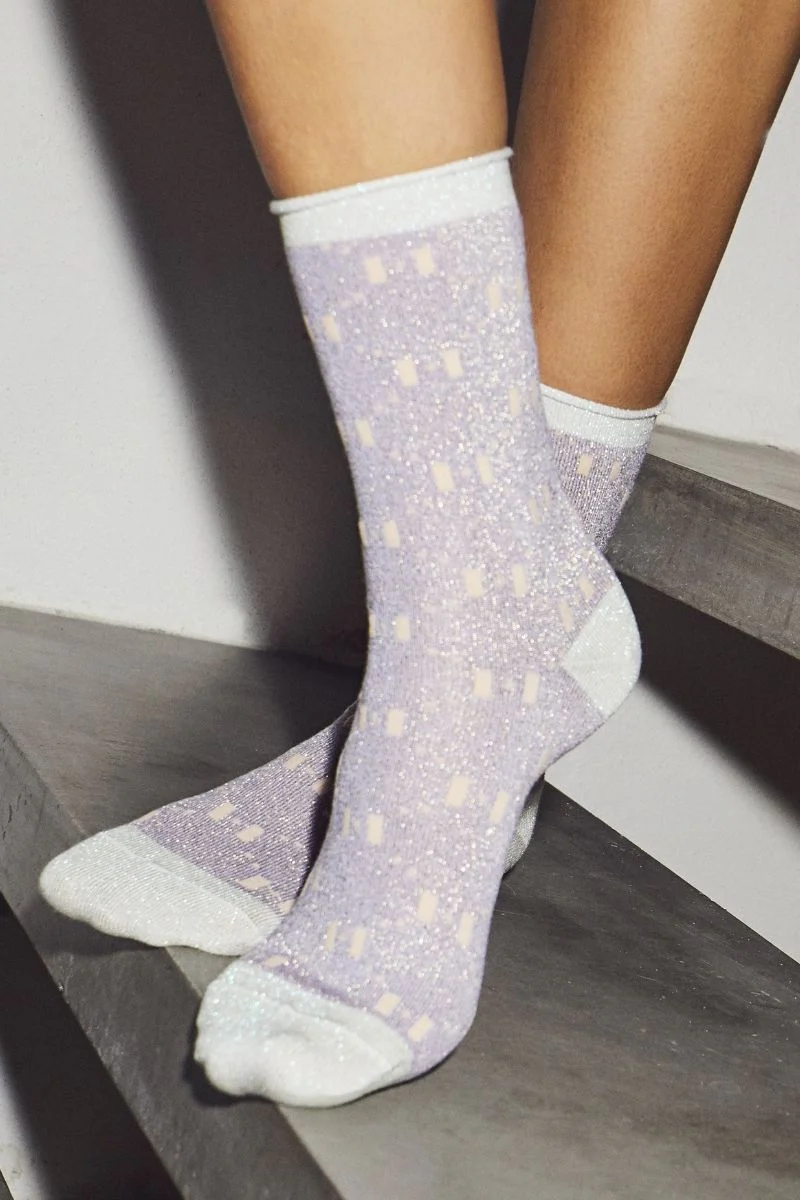 Fashion Sock | Lilla / Silver | Glimmer strømper fra Hype the Detail - Image 2