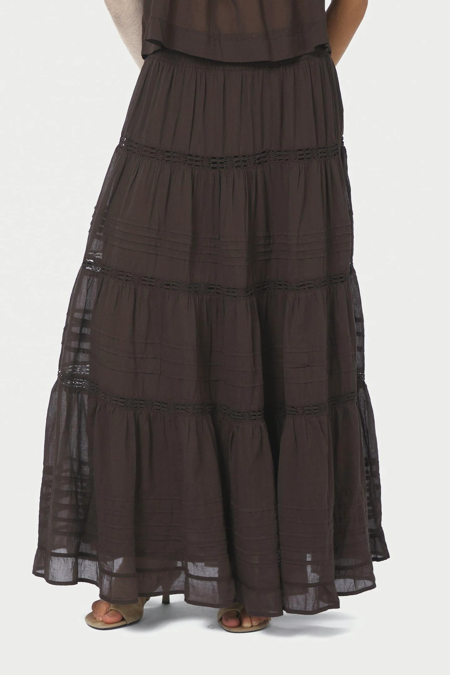 Felicia S Voile Skirt | Dark Brown | Nederdel fra Neo Noir - Image 5