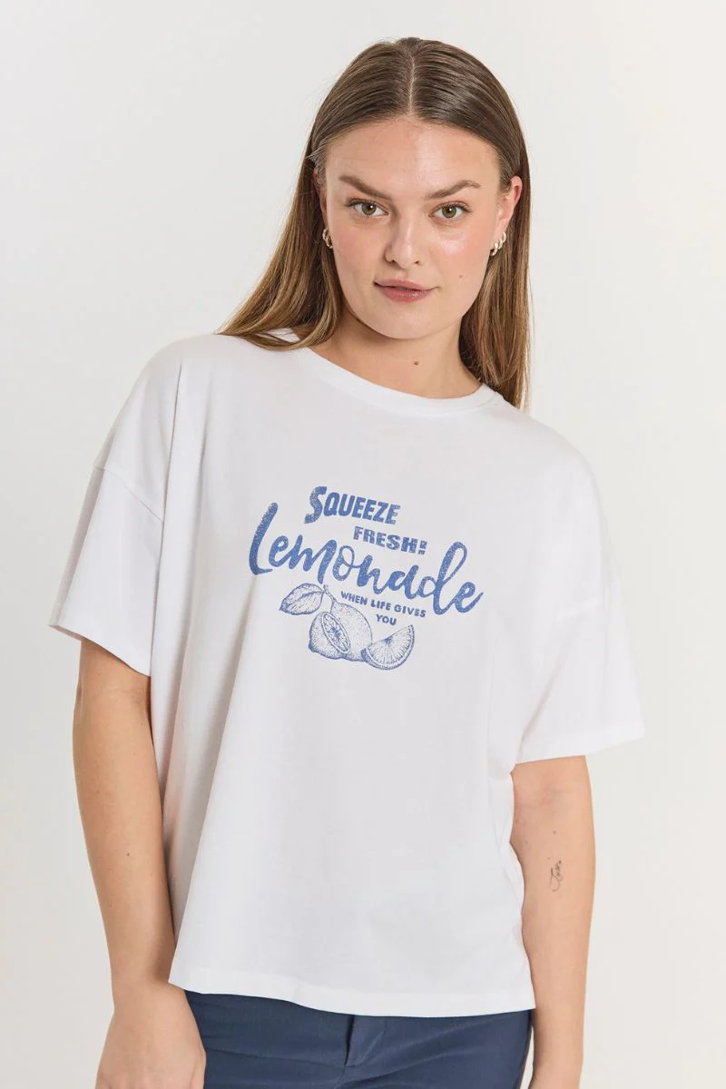 Fenjal Tee 205909 | Brilliant White W Deep Ultrama | T-shirt fra Freequent - Image 8