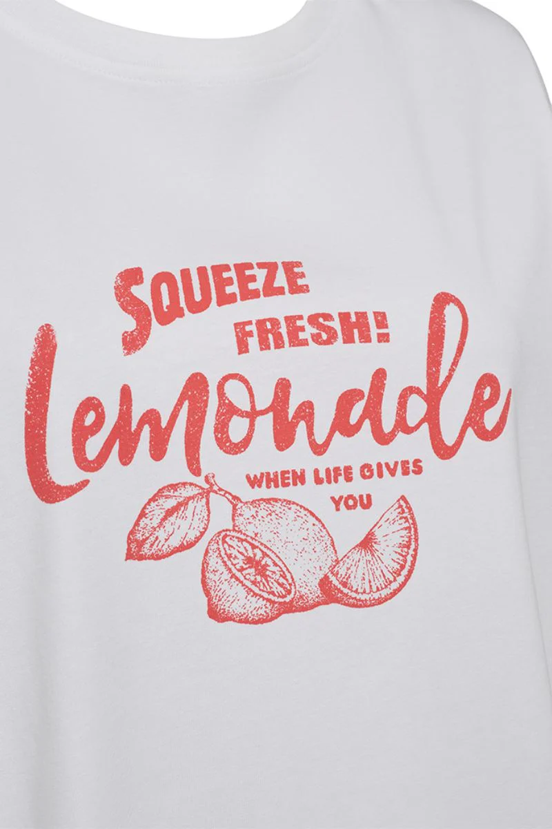 Fenjal Tee 205909 | Brilliant White W. Hot Coral | T-shirt fra Freequent - Image 3