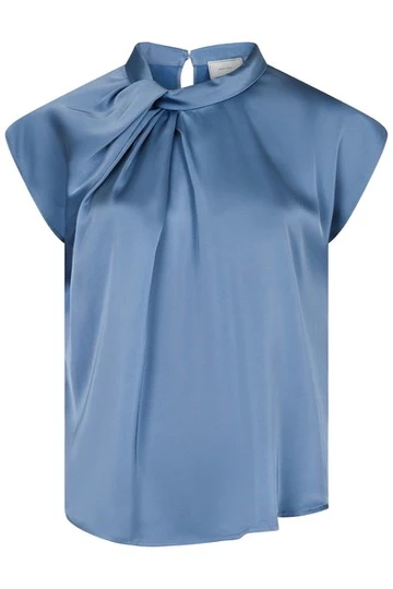 Fleur Drapy Satin Blouse | Dusty Blue | Bluse fra Neo Noir - Image 2