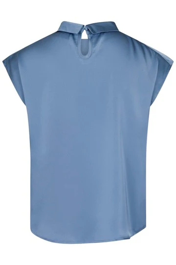 Fleur Drapy Satin Blouse | Dusty Blue | Bluse fra Neo Noir - Image 7