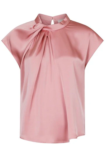 Fleur Drapy Satin Blouse | Light Pink | Bluse fra Neo Noir - Image 2