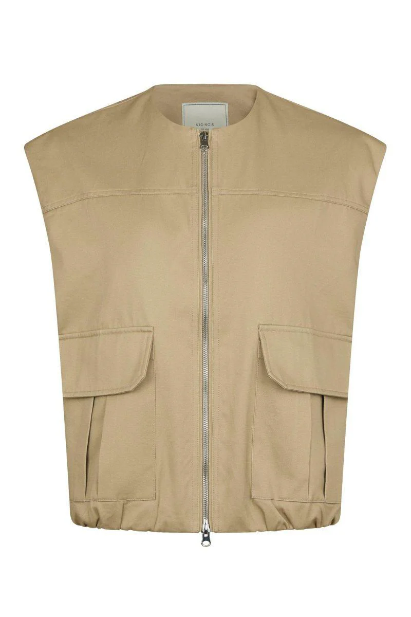 Flo Balloon Twill Vest | Taupe | Vest fra Neo Noir - Image 2