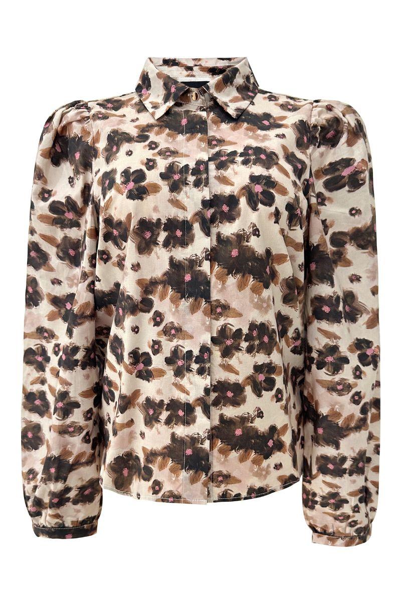 Flora Ls Blouse | Brown Black Flower | Bluse fra Liberté - Image 2