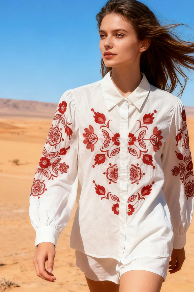 Mio Embroidered Floral Shirt | Skjorte fra Avery - Image 2