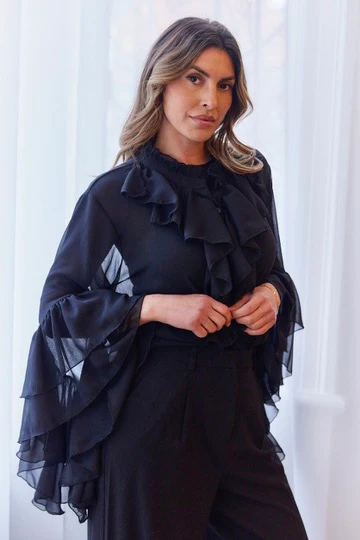 Flouncy Shirt | Black | Skjorte fra Atelier C - Image 6