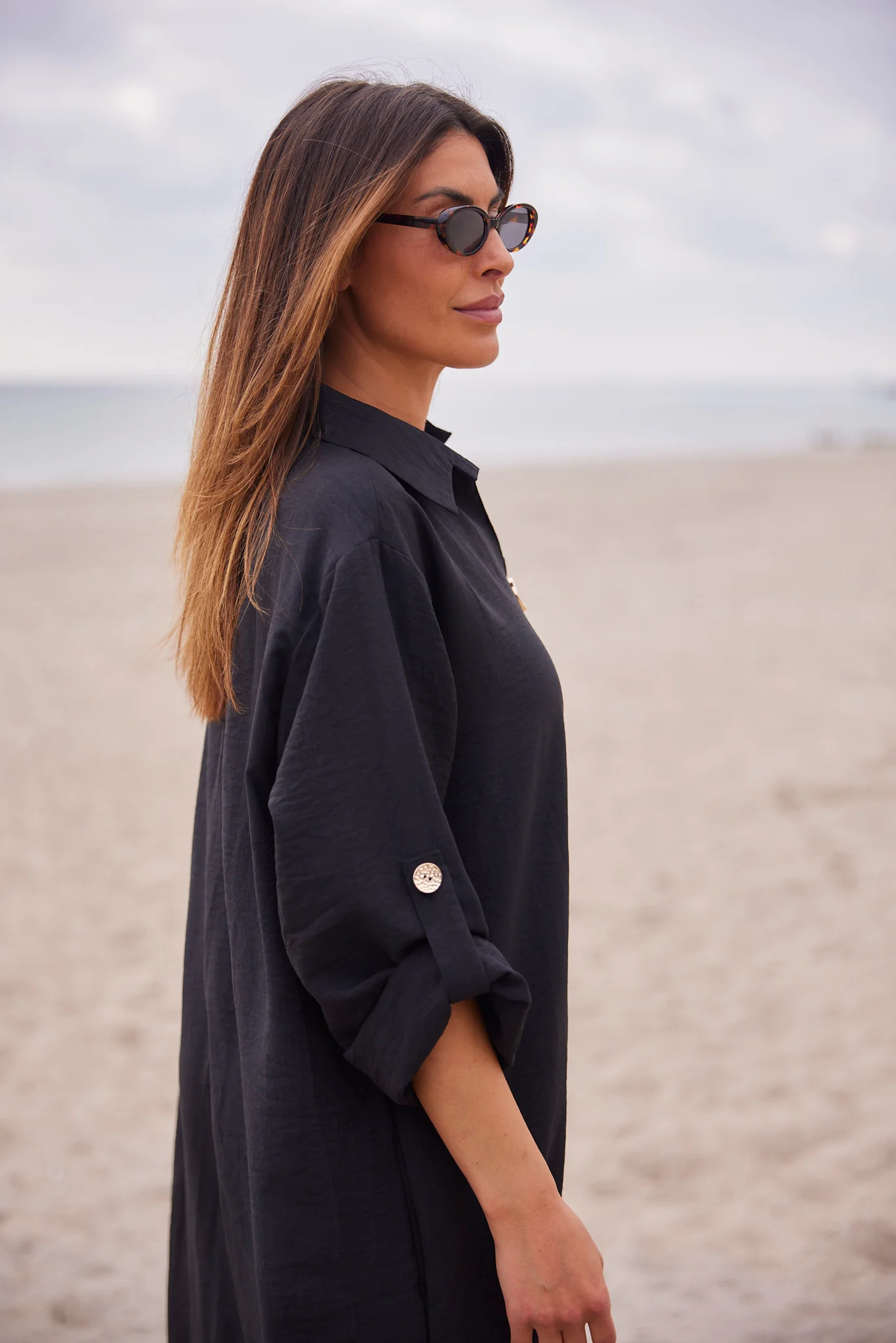 Wisteria Flow Dress | Black solid - Image 2