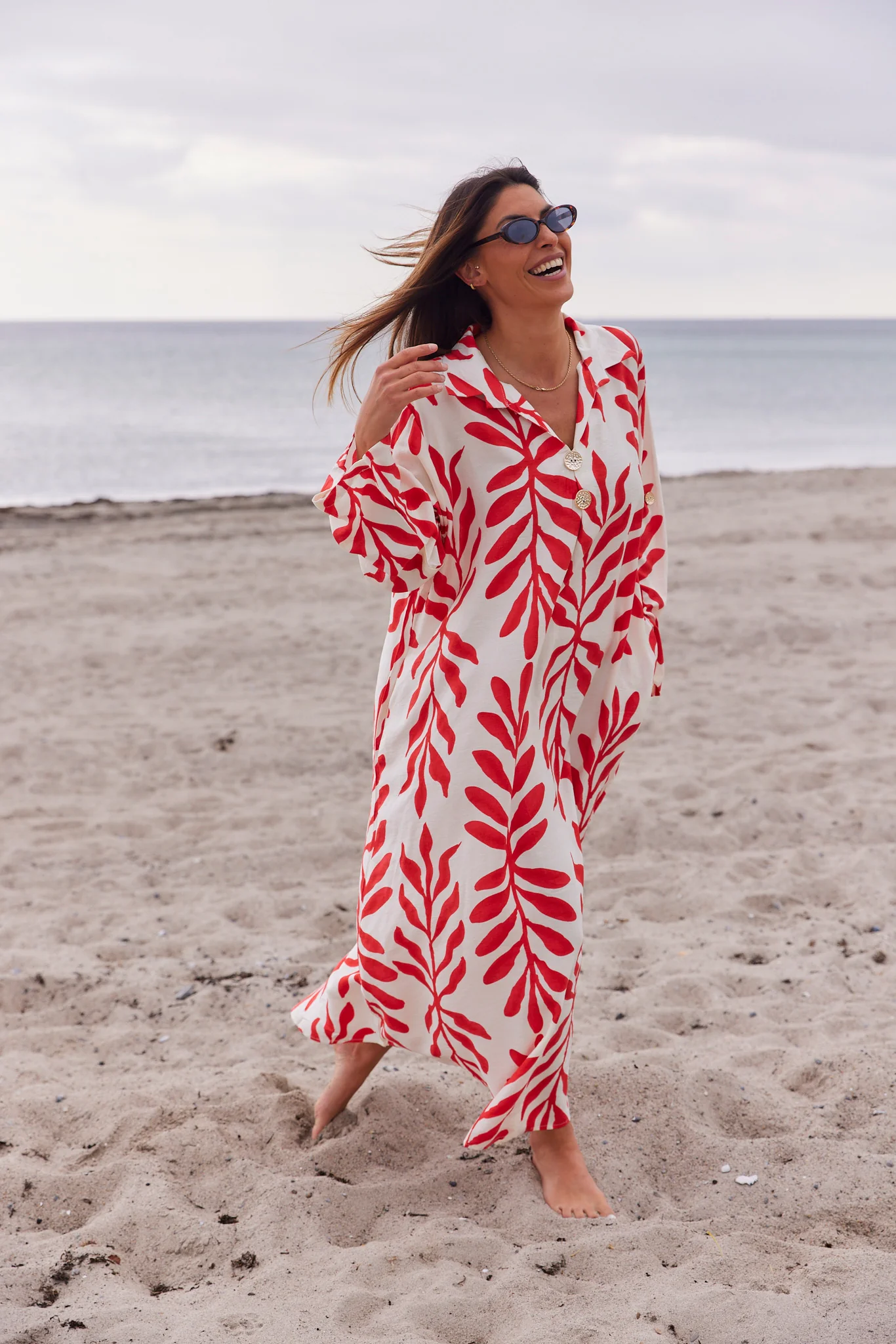 Wisteria Print Dress | Red Leaves - Image 2