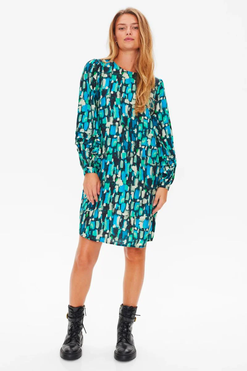 Malona Dress | Black w. Saxony Blue | Kjole fra Freequent - Image 2
