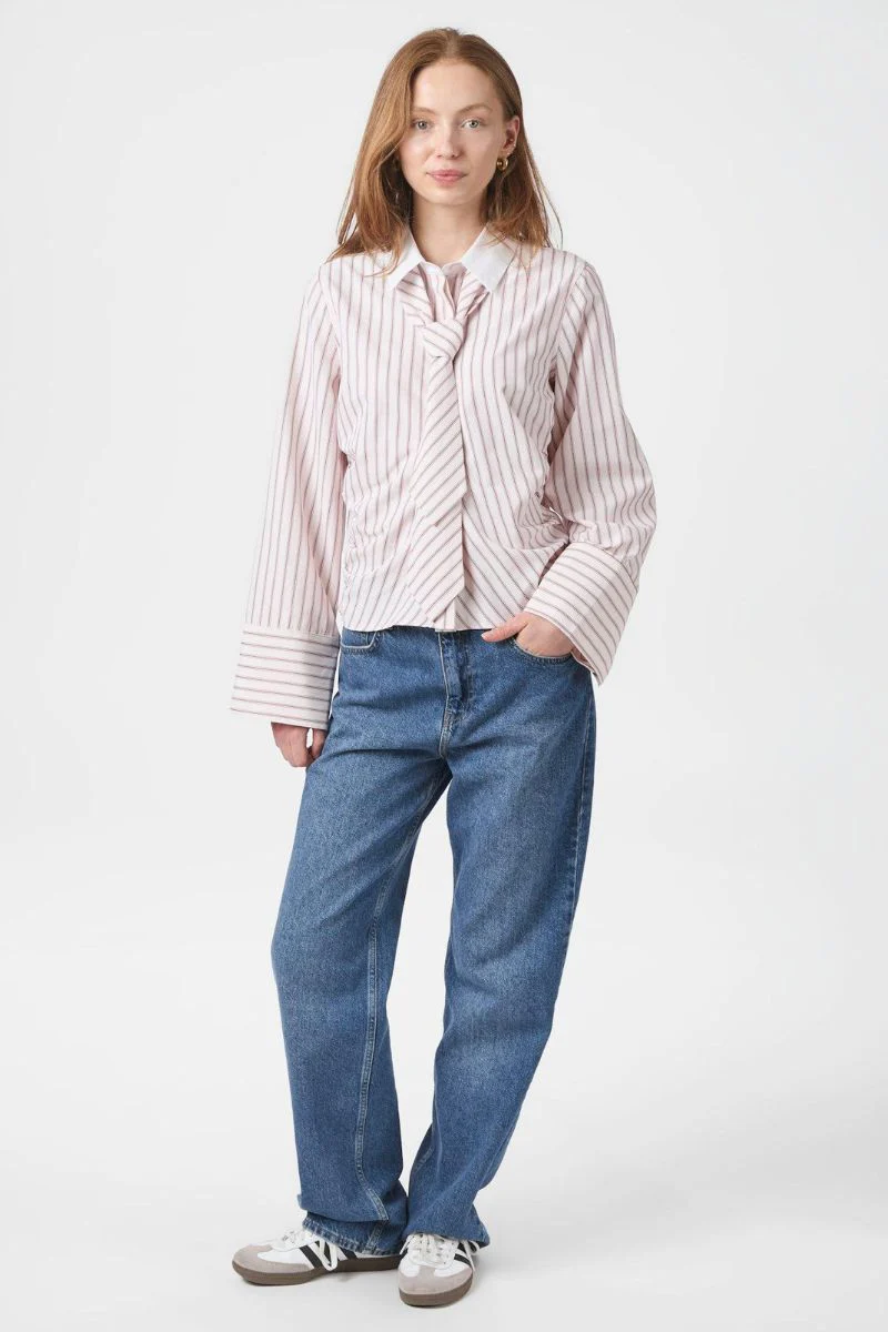 Francesca Stripe Shirt | Rose | Bluse fra Neo Noir - Image 4