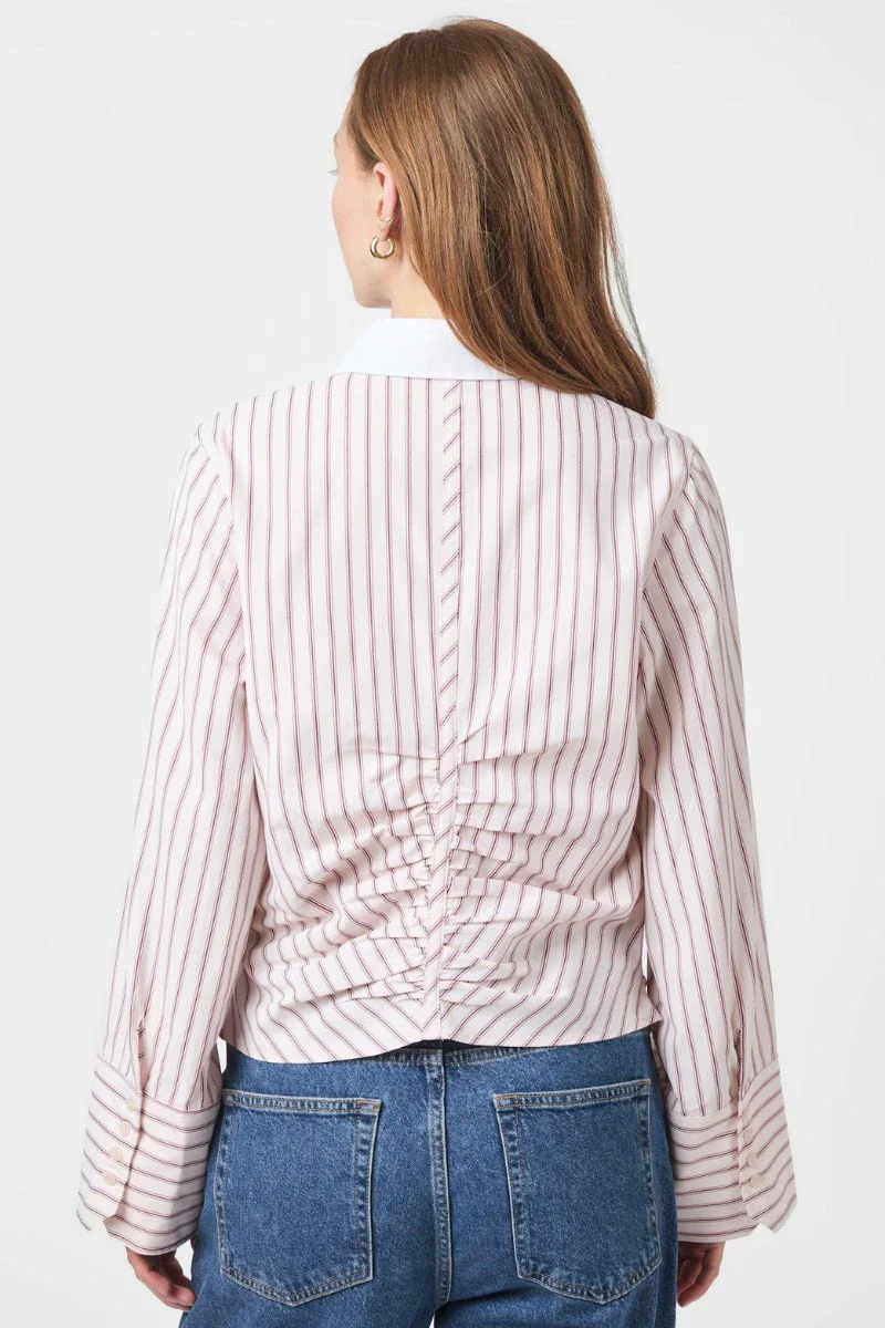 Francesca Stripe Shirt | Rose | Bluse fra Neo Noir - Image 5