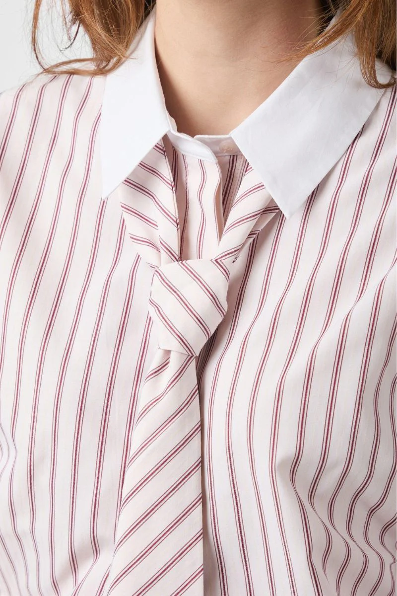 Francesca Stripe Shirt | Rose | Bluse fra Neo Noir - Image 6