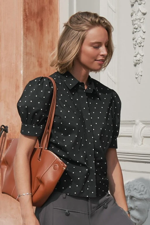 Frannie Dot Shirt | Black | Bluse fra Neo Noir