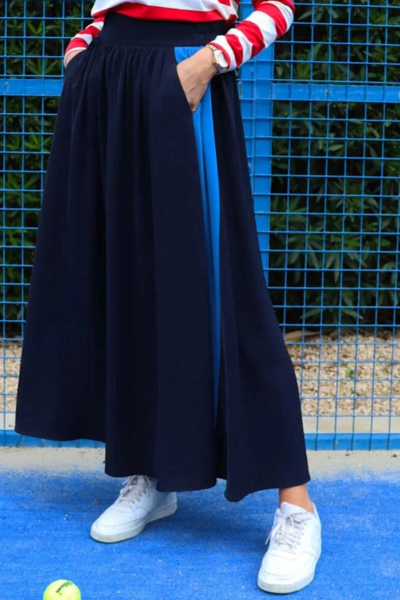 Frede Long Panel Skirt | Navy Blue | fra Liberté