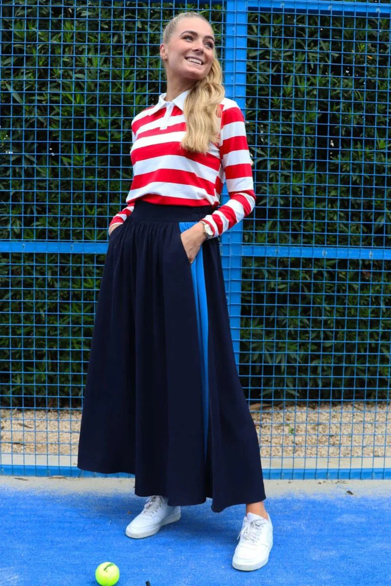 Frede Long Panel Skirt | Navy Blue | fra Liberté - Image 3