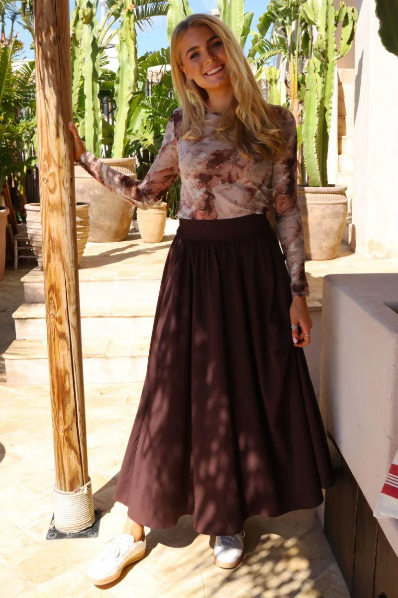 Frede Long Skirt | Dark Chocolate | Nederdel fra Liberté - Image 5