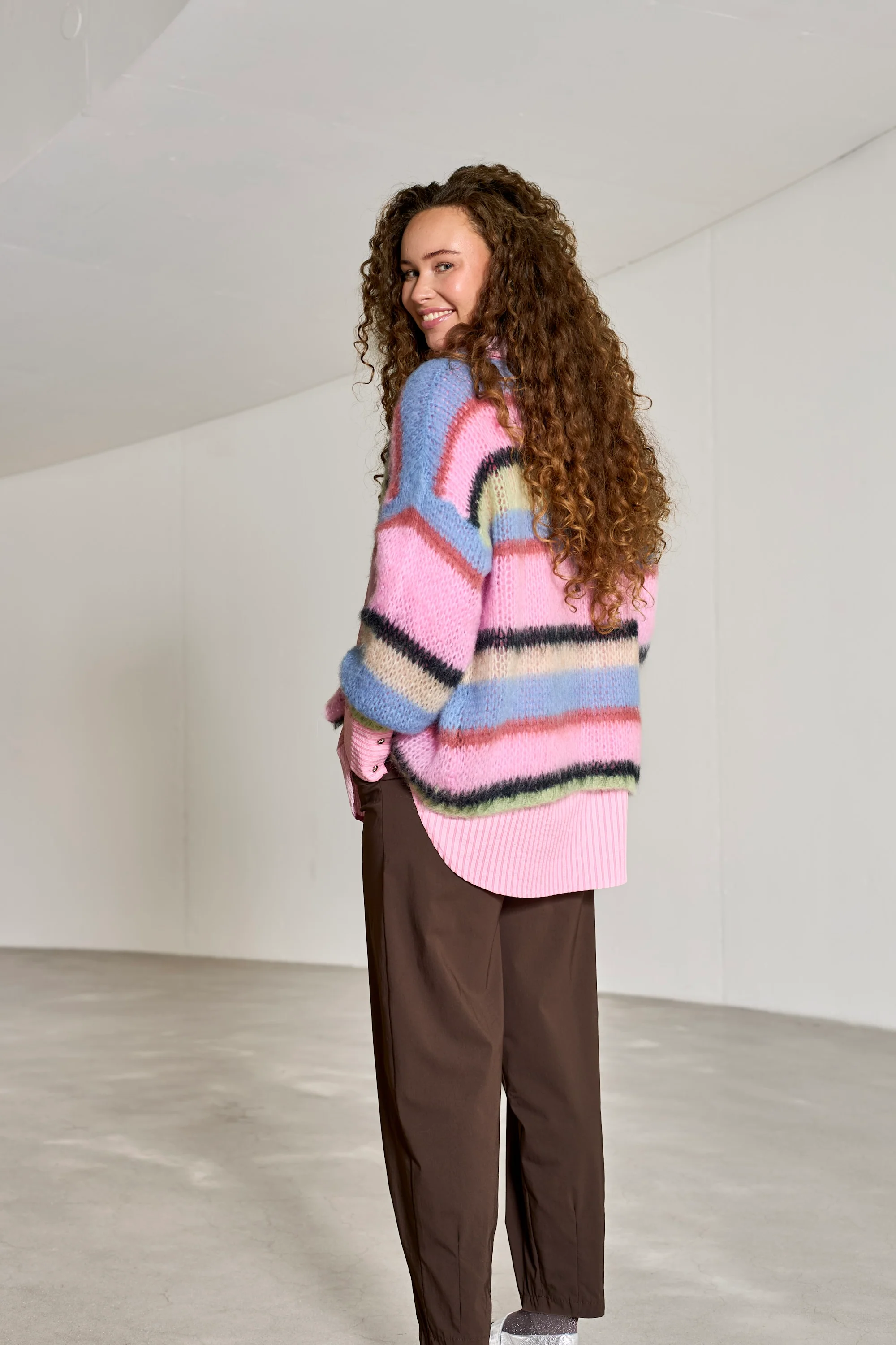 Frey Striped Cardigan | Soft Candy | Strik fra Black Colour