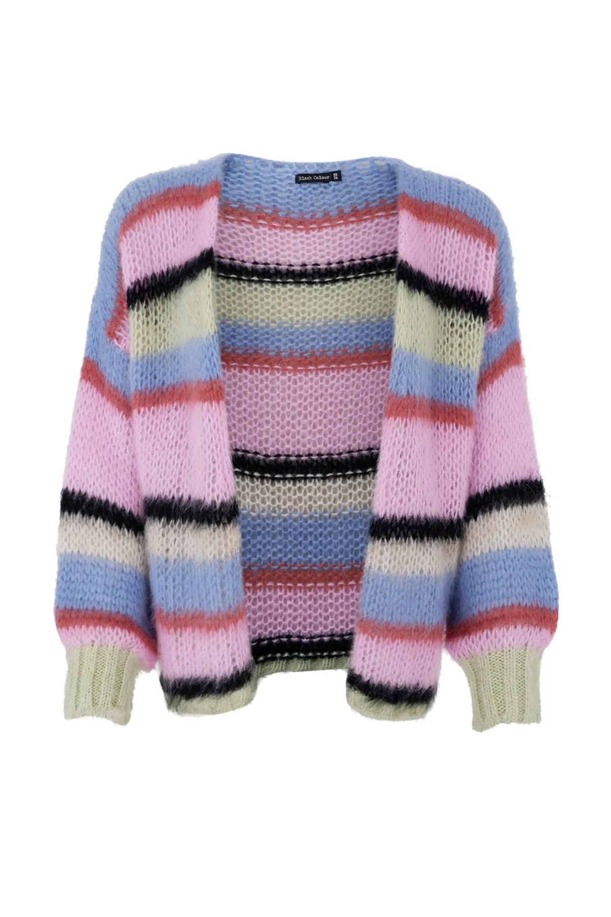 Frey Striped Cardigan | Soft Candy | Strik fra Black Colour - Image 2