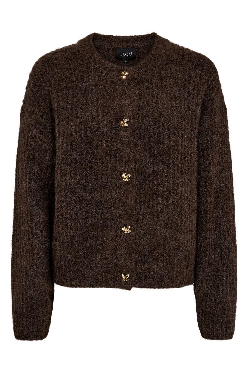 Fro O Neck Cardigan | Chocolate | Strik fra Liberté - Image 2