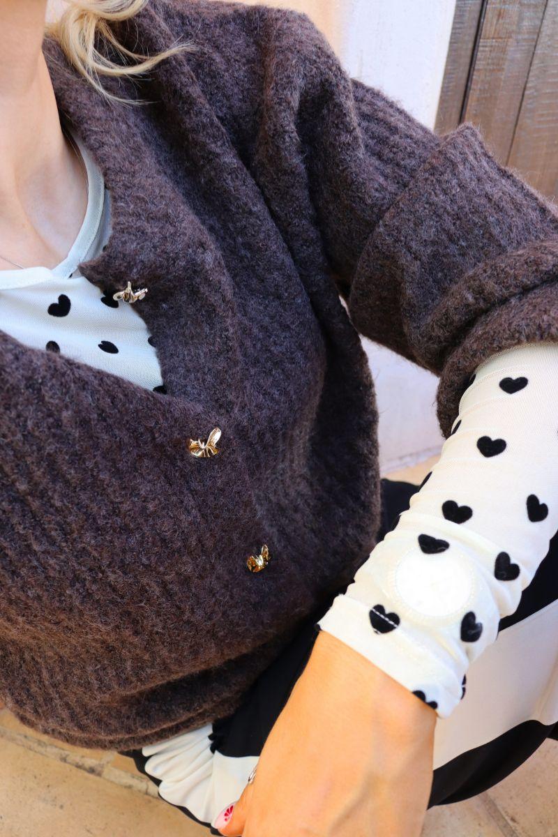 Fro O Neck Cardigan | Chocolate | Strik fra Liberté - Image 3