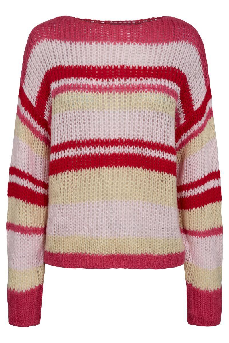 Frodine Stripe Pullover | Pink Red Rose Stripe | Strik fra Liberté - Image 2