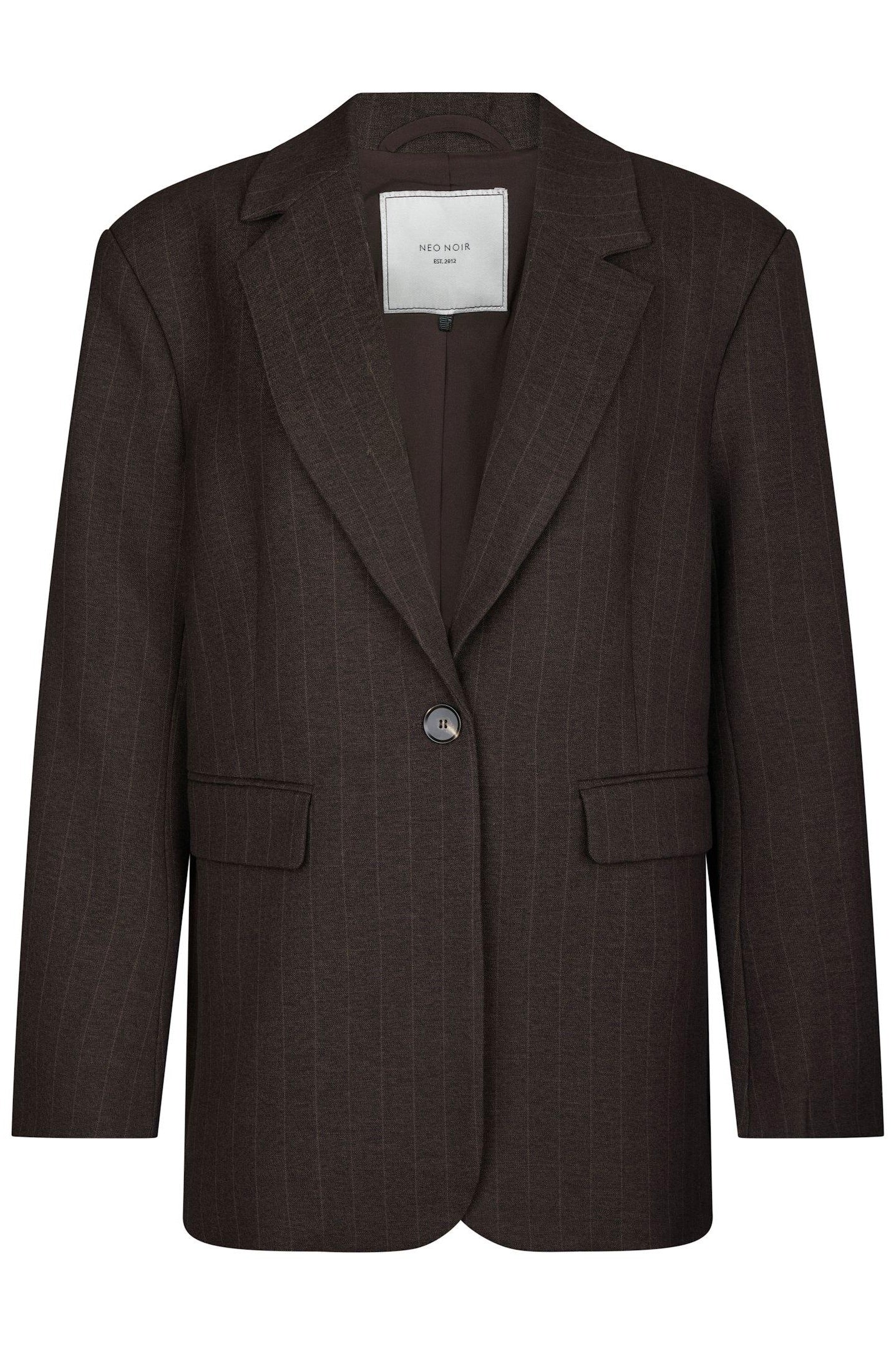 Gaby Pinstripe Blazer | Dark Brown | Blazer fra Neo Noir